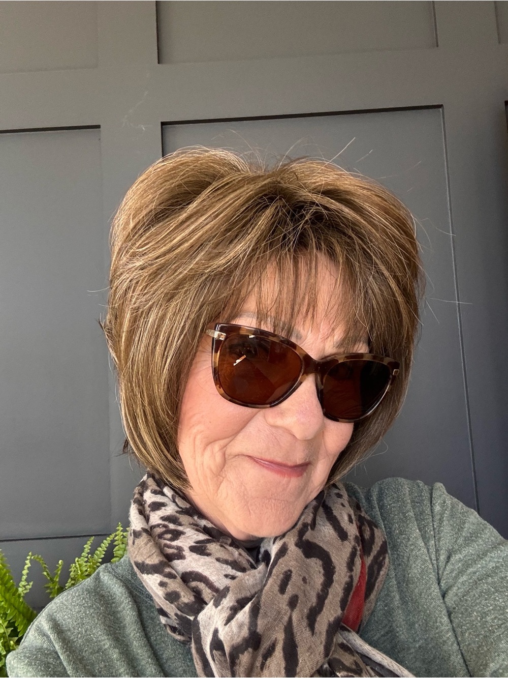 Short Layered Wig in Light Brown with Blonde Highlights - Women's Synthetic Wig
